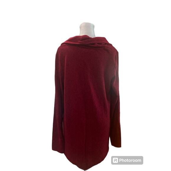 AGB Cowl Neck Red Heather Long Sleeve Sweater Size Large - Picture 2 of 5